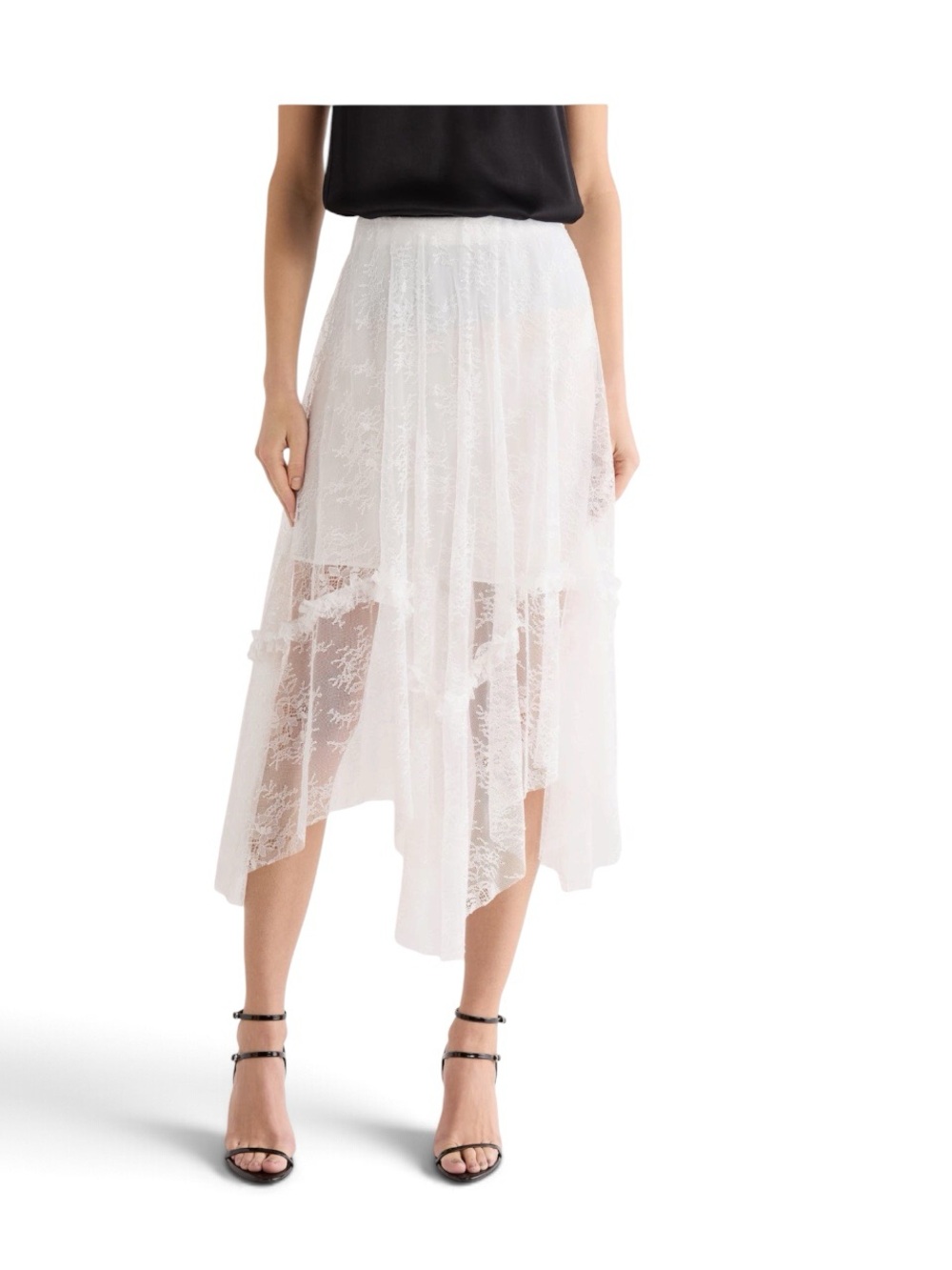 All Saints Josie Asymmetric White Lace Skirt Size 4 NWT